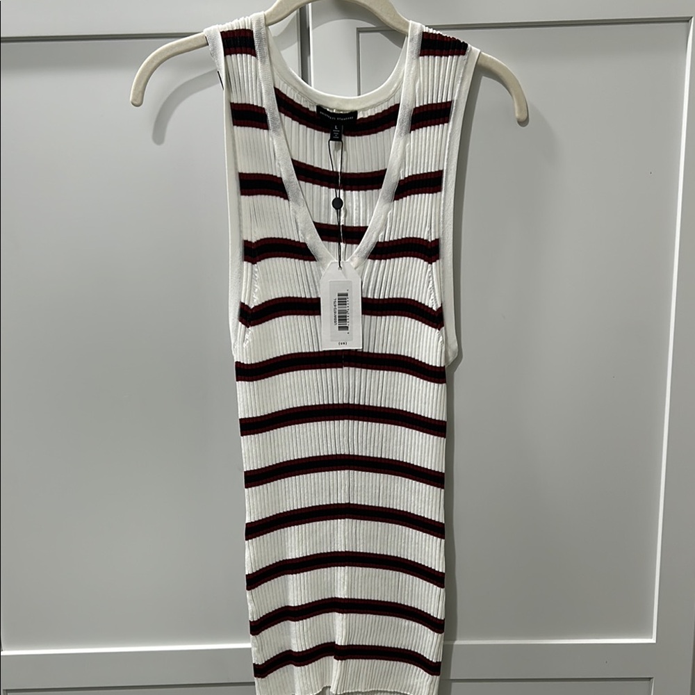 Universal Standard White, Black and Cherry 🍒 Striped ribbed tank size L (20-22)